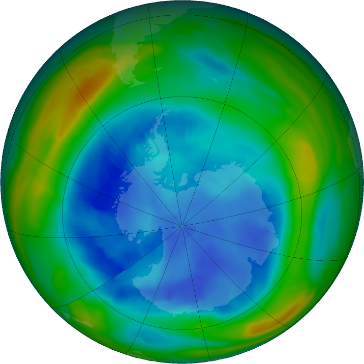 Antarctic ozone map for 17 August 2021